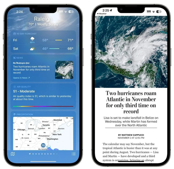 哈密苹果14维修分享iPhone 14手机如何看天气时顺带看新闻 