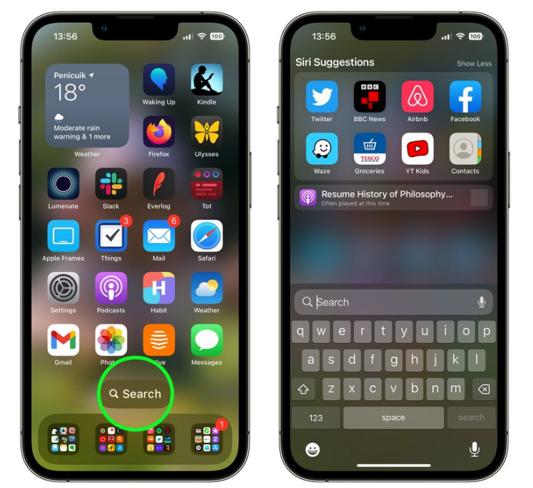 哈密苹果手机维修分享升级到 iOS 16 后，如何删除主屏幕上的搜索按钮 
