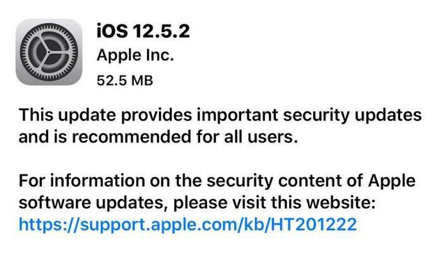 哈密苹果手机维修分享iOS12.5.2发布，建议所有老苹果用户安装 